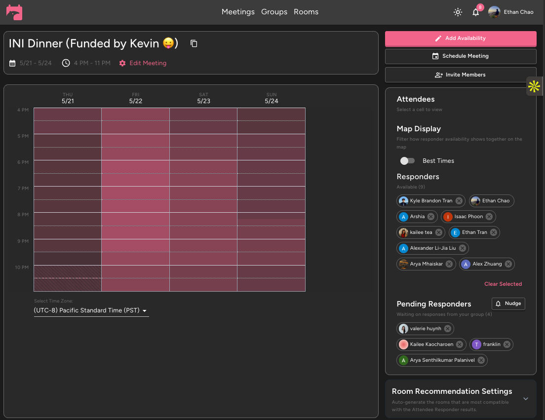ZotMeet meeting availability grid